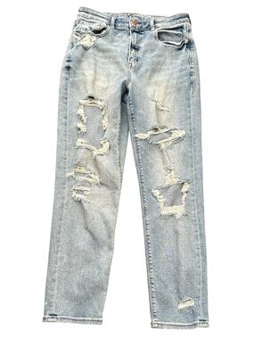 American Eagle Outfitters Light Blue Distressed Mom Jeans